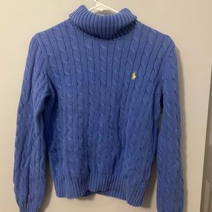 Ralph Lauren Sport Women’s Blue Cotton Knit Turtleneck Sweater Lg
